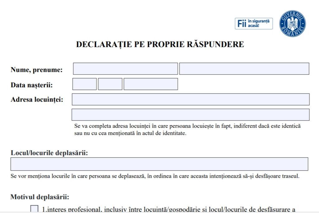 Atenție mare! Declaraţia pe propria răspundere a fost schimbată! Precizările Poliţiei înainte de Paşte
