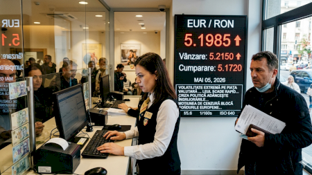Alertă pe piața valutară: Leul se prăbușește sub presiunea moțiunii! Euro atinge un maxim istoric de 5,20 lei în timp ce capitalul fuge din România